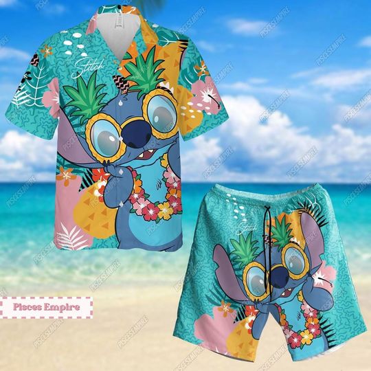 Blue Dog Shirt, Dog Button Shirt, Ohana Family Shorts, Swims Shorts