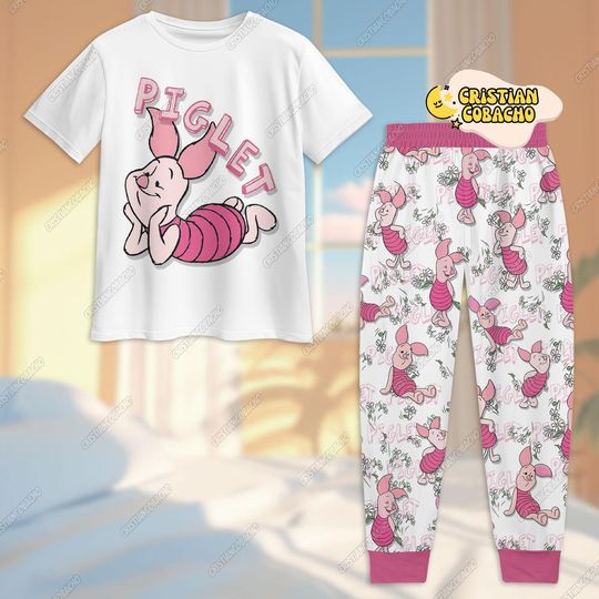 Piglet Shirt Pant Pajamas Set, Disney Piglet Pajamas