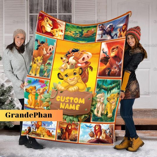 The Lion King Cartoon Characters Blanket, Simba Timon Pumbaa Lion King Blanket