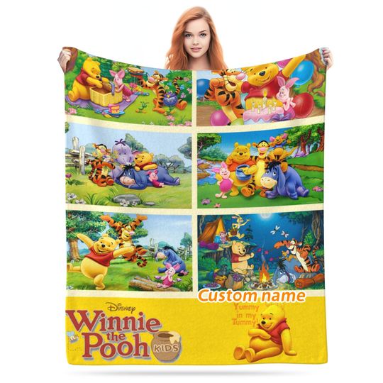 Personalized Disney Winnie-the-Pooh Blanket Custom Photo Sofa Blanket