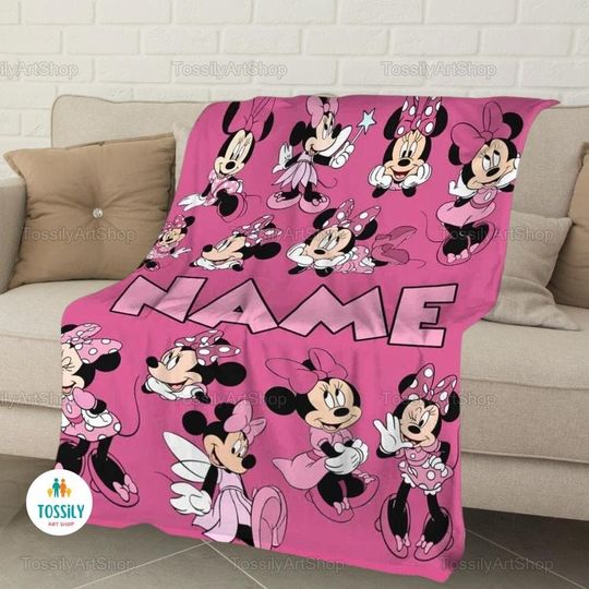 Personalized Minnie Mouse Blanket, Disney Minnie Blanket, Mickey Mouse Fleece Blanket, Minnie Mouse Birthday Gift, Christmas Gift
