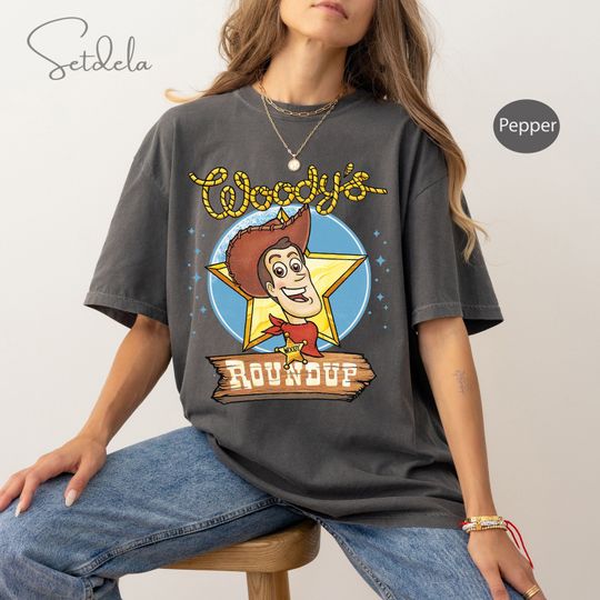 Disney Pixar Toy Story Cowboy Woody's Round Up Retro Shirt, Woody Jessie Tee, WDW Magic Kingdom Family Vacation Holiday Gift