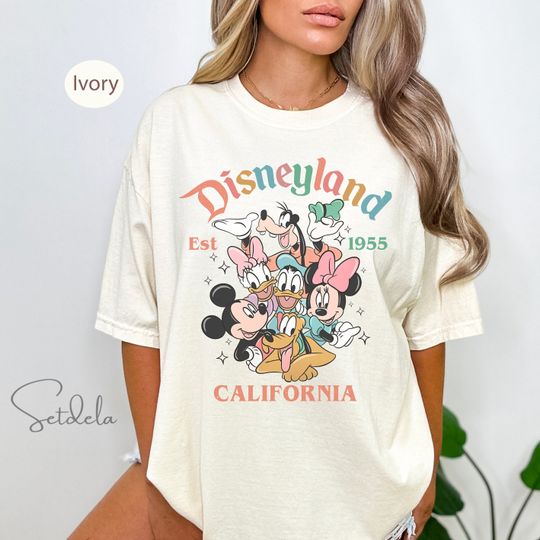 Retro Mickey And Friends Disneyland Est 1955 Comfort Colors Shirt, Disneyland Shirt, Disney Family Shirts, Magic Kingdom, Disneyworld Shirts