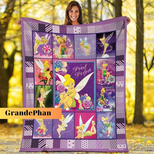 Tinkerbell Blanket, Tinkerbell Fleece Blanket, Disney Fairy Blanket, Captain Hook, Tinkerbell Birthday Gift, Disneyland Gift