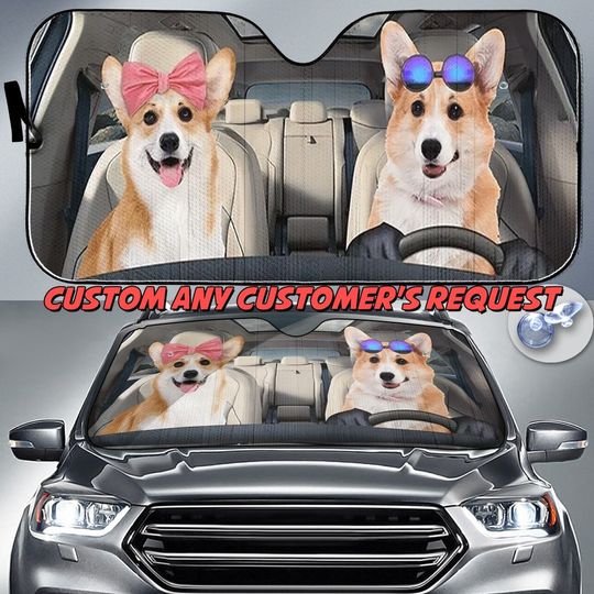 Funny Corgi Sunshade, Corgi Car Sun Shade, Corgi Car Decoration, Corgi Car Accessories