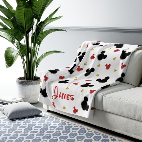 Personalized Disney Mickey Blanket, Disney Sherpa Fleece Blanket, Disney Couch Blanket