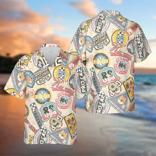 Vintage Racing Team Hawaiian Beach Shirt, Summer Trip Hawaii Shirt