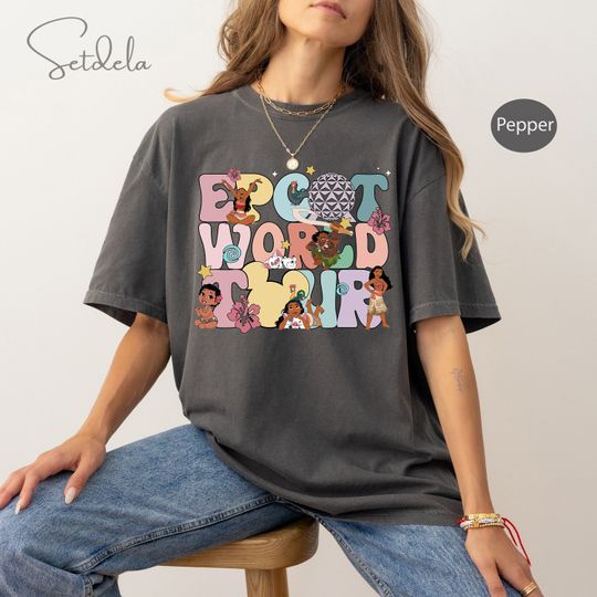 Disney Epcot World Tour Moana Shirt Mickey And Friends Drinking Around The