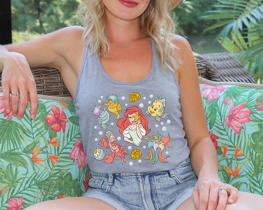 Vintage Little Mermaid Tank Top, Disney Princess Tank Top