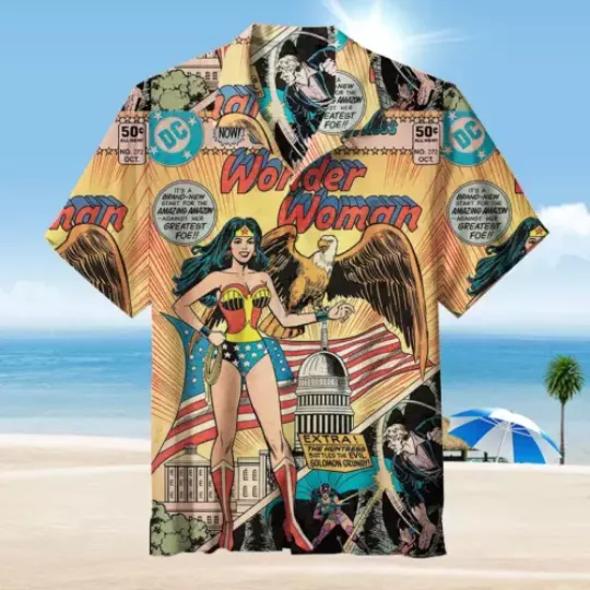 Amazing Wonder Woman Comic Pattern For Superheroes Lover 3D HAWAII SHIRT