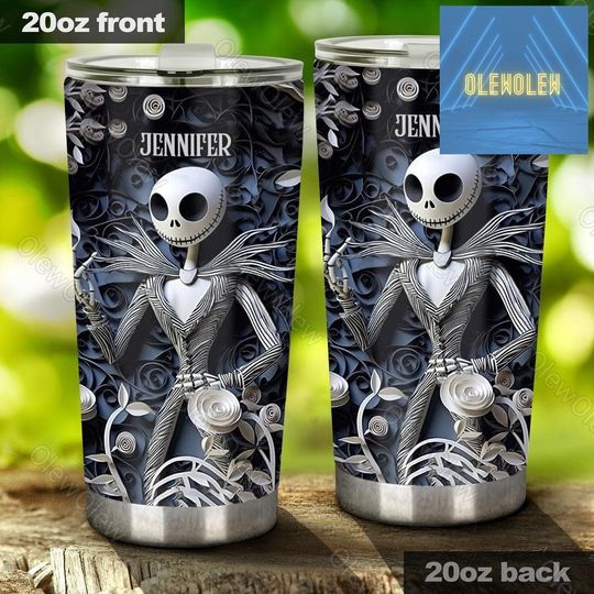 Custom Jack Skellington Tumbler, Nightmare Before Christmas Tumbler Cup