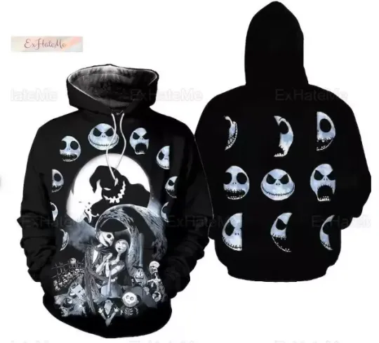 Jack Skellington Moon 3D HOODIE HALLOWEEN GIFT CHRISTMAS GIFT