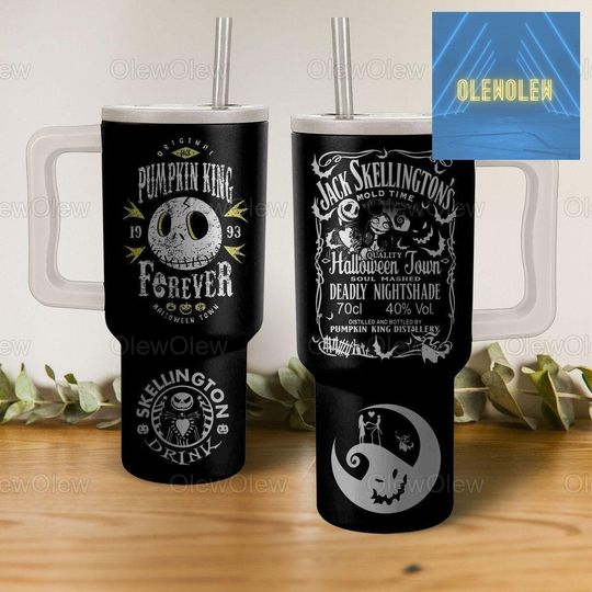 Jack Skellington Tumbler, Jack Sally Tumbler 40oz