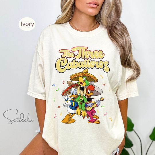 Retro 90s Disney Three Caballeros Classic Shirt, Donald Duck Jose Carioca Panchito Pistoles Tee, WDW Disneyland Family Vacation Holiday