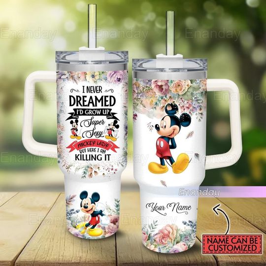Mickey Tumbler 40oz, Custom Mickey Mouse Lady Tumbler