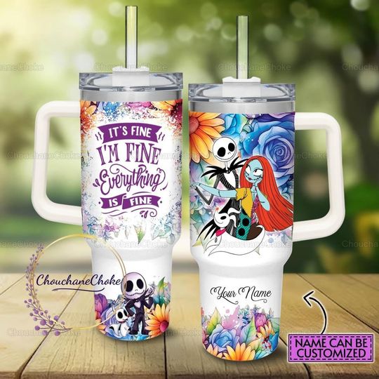 Nightmare 40oz Tumbler, Jack Sally Tumbler, Jack Sally 40oz Tumbler