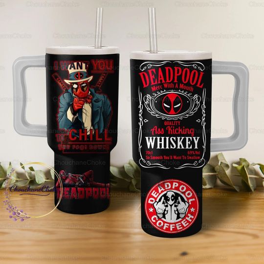 Deadpool 40oz Tumbler, Deadpool Tumbler, Superhero 40oz Tumbler