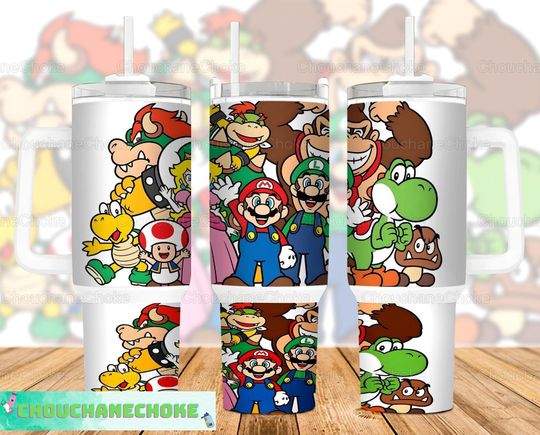 Mario 40oz Tumbler, Super Mario Tumbler, Mario Bros Tumbler