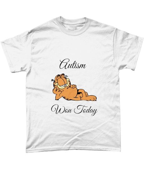Funny Heavy Cotton T-Shirt Garfield Autism Won Today