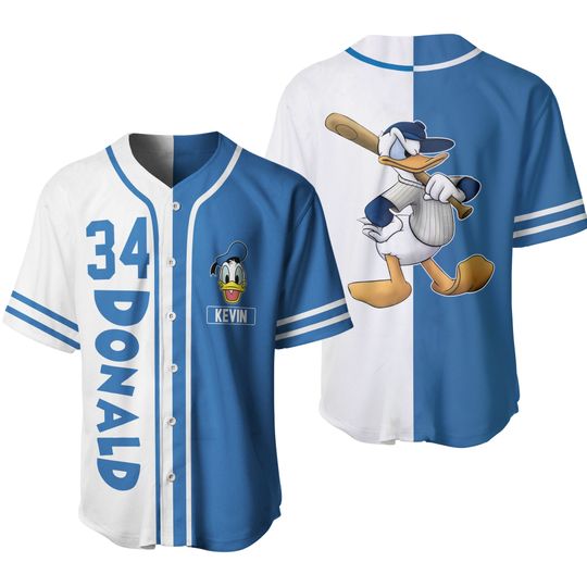 Christmas Donald Duck Jersey, Custom Donald Duck Baseball Jersey, Disney Donald Jersey Shirt