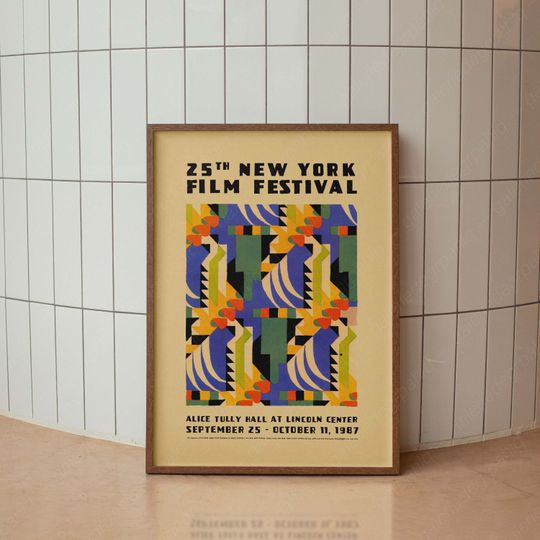 Vintage NYC Film Fest '80s Poster, Mid Century Modern Typography Print