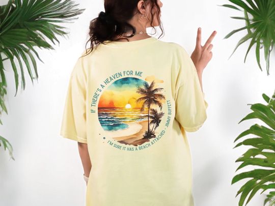 Jimmy Buffett Quote Unisex Graphic Tee, Watercolor Beach Ocean