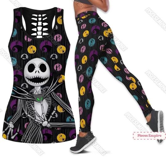 Jack Skellington Tank Top, Skellington Legging, Jack Skellington Womens Leggings