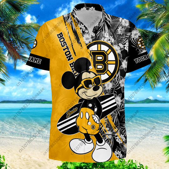 Disney Mickey Boston Bruins Hawaiian Shirt