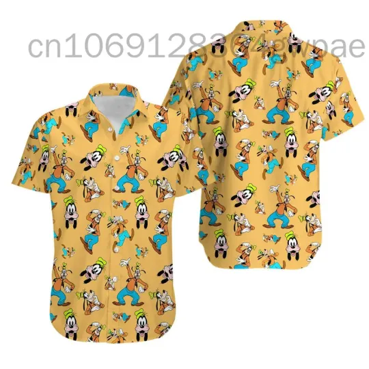 Disney Characters Collection Hawaiian Shirt  Mickey Goofy Pluto Hawaiian Shirt Top