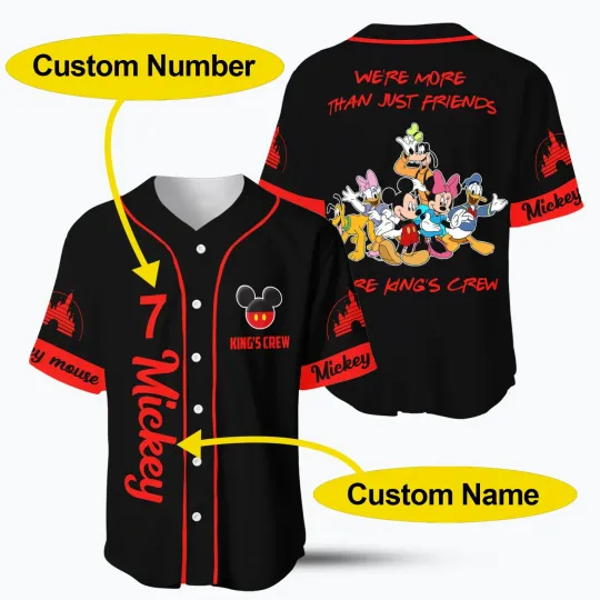 Mickey Baseball Jersey Men's Women Shirt Disney Minnie Mickey Mouse Shirt