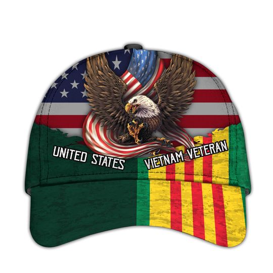 Vietnam Veterans Hats Eagle Crest Military Hats Patriotic Caps For Men Proud US Veteran Dad Hat Gift For Veteran Dad Gifts