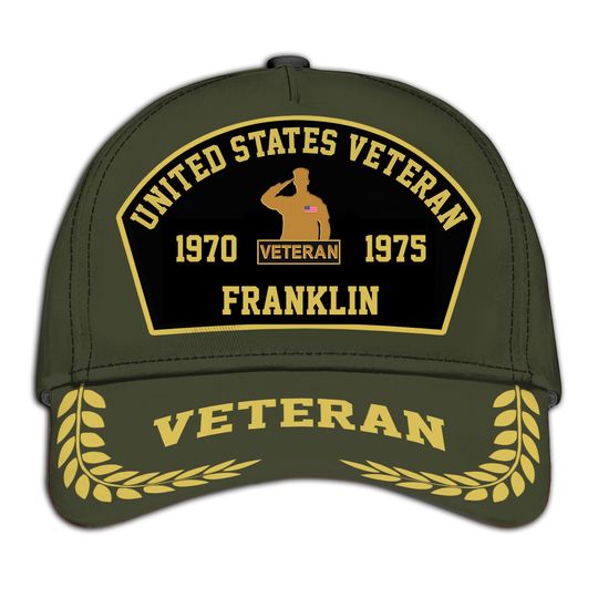 Personalized Veteran Cap, Proud Veteran Hat, Adjustable Baseball Eagle Cap, Military Cap Gift For Dad