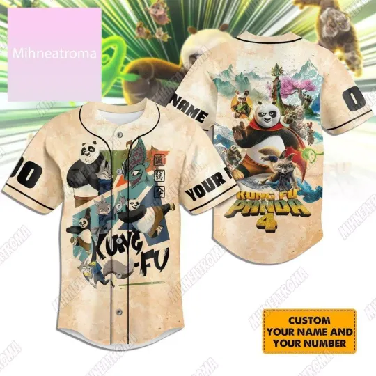 Custom Kung Fu Panda Baseball Shirt, DreamWorks Jersey, Panda Lover Gift