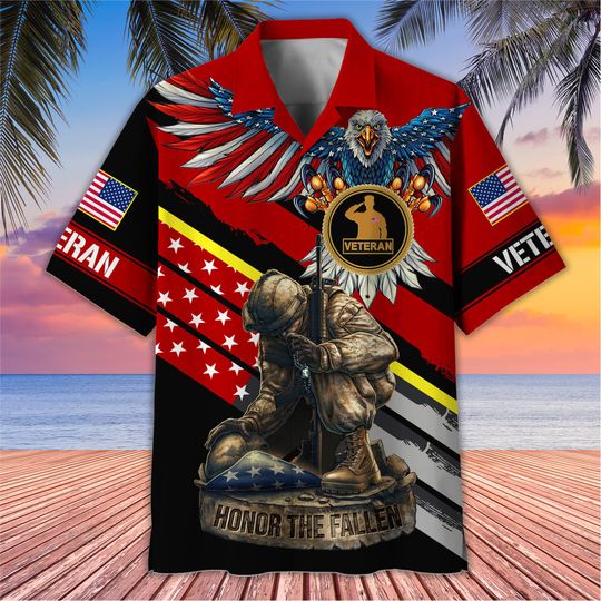 Aloha Hawaiian Shirt, Veteran Memorial Day Hawaiian Shirt, Soldier Tropical Shirt, Memorial Day Gift Ideas, Gift for Father