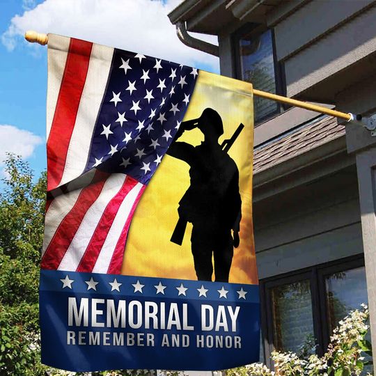 Patriotic Memorial Day Flag, Military Veteran Flag, Memorial Military House Flag