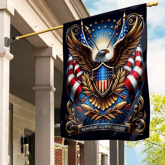 Patriotic Flag, Memorial Day Flag Decor, Veteran House Flag