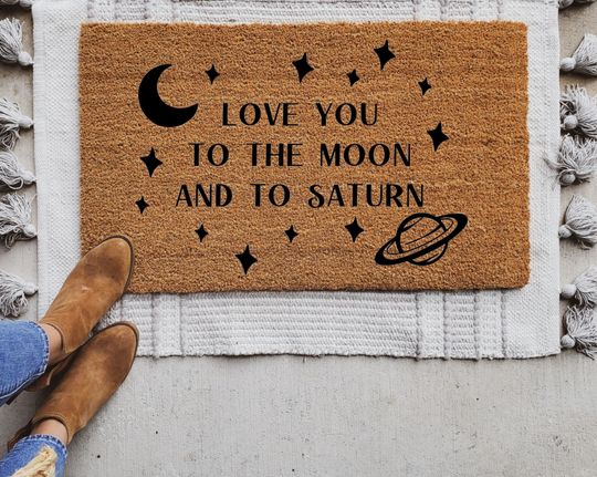 Love You To The Moon and To Saturn Welcome Mat, Custom Valentine's Day Door Mat, Custom taylor version Gift