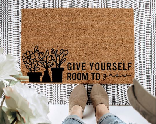 Give Yourself Room to Grow Welcome Mat,  House Plant Door Mat, Crazy Plant Lady Decor, Housewarming Gift
