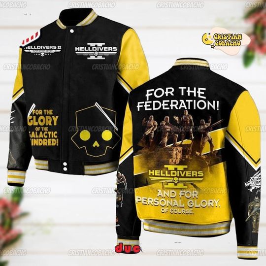 Helldivers 2 Baseball Jacket, Helldivers For The Federation And For Personal Glory, Spread Democracy Shirt