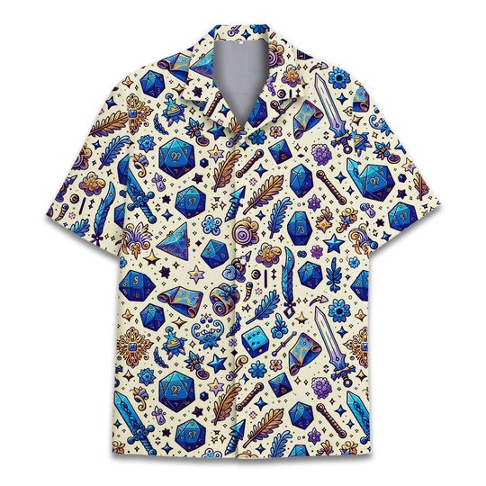 Dungeon Game Hawaiian Shirt For Men Women, Dnd Shirt Blue Dice