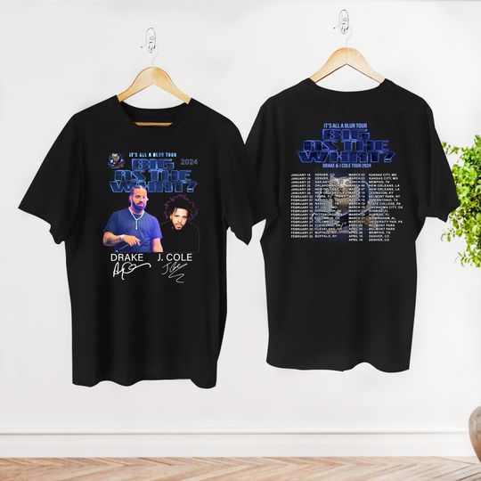 Discover Drake J Cole Big As The What Tour 2024 Shirt, It's All Blur Tour Shirt