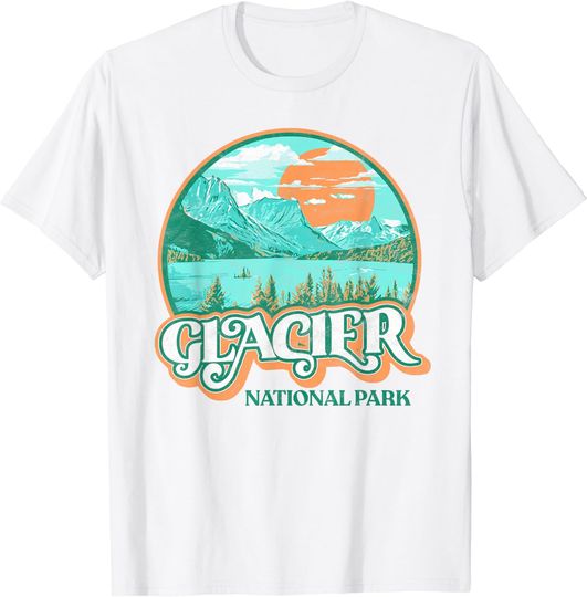 Glacier National Park Montana Retro 80's Chill Graphic T-Shirt