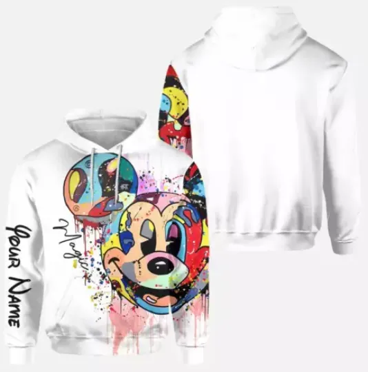 Personalized Never Too Old For Mickey Watercolor Mickey Magic Disney 3D Hoodie