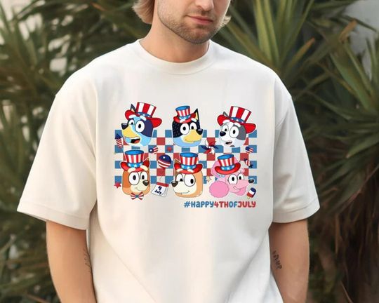 Retro BlueyDad 4th of July shirt, White Red BlueyDad | BlueyDad Fourth Of July