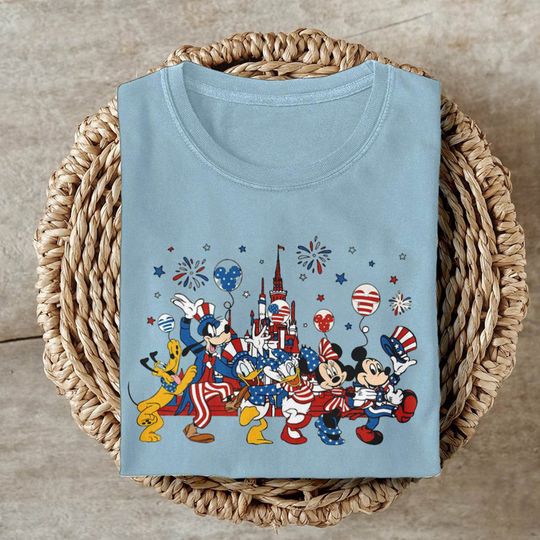 Animated Mouse And Friends 4th Of July Shirt, Retro Cute Mouse Balloon Independence Day