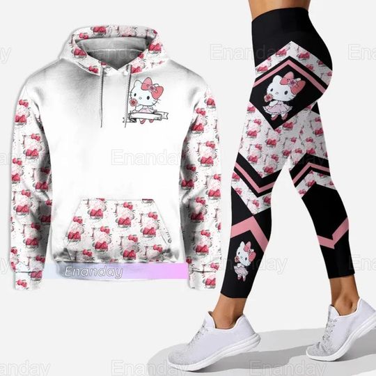 Hello Kitty Hoodie, Kitty Custom Hoodie, Yoga Pants Women, Workout Leggings, Gift For Her