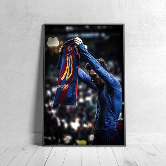 Lionel Messi Poster, Iconic Barcelona Football Wall Art Print, Argentina Soccer GOAT