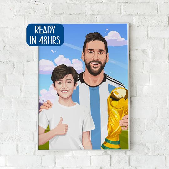 Lionel Messi Custom , Soccer Portrait, Personalized Graduation Gift, Brithday gift son, Soccer Lovers Gift, Fathers Day Gift
