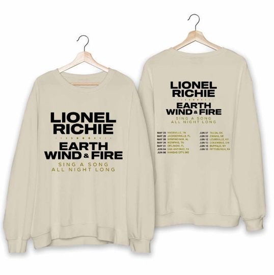 2 Sided Lionel Richie and Earth, Wind & Fire - Sing a Song All Night Long Tour 2024 Shirts
