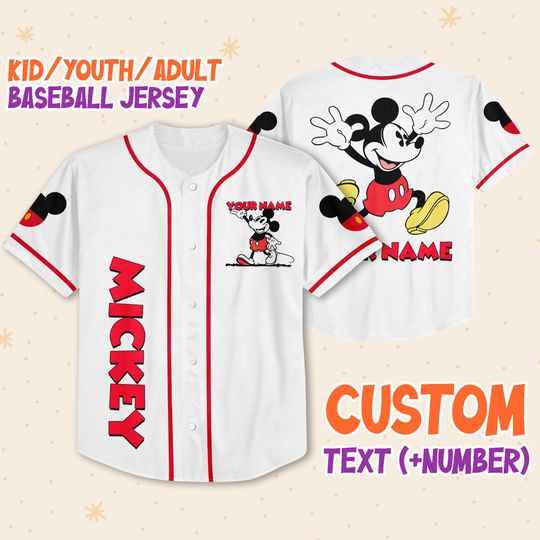 Personalize Jersey Mickey Lucky Jersey, Disney Baseball Jersey Sports